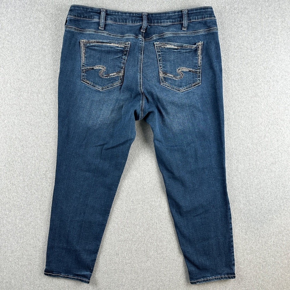 Silver Jeans Co Jeans Womens 18 Dark Blue Elyse Skinny Mid Rise Stretch Denim - Picture 2 of 10